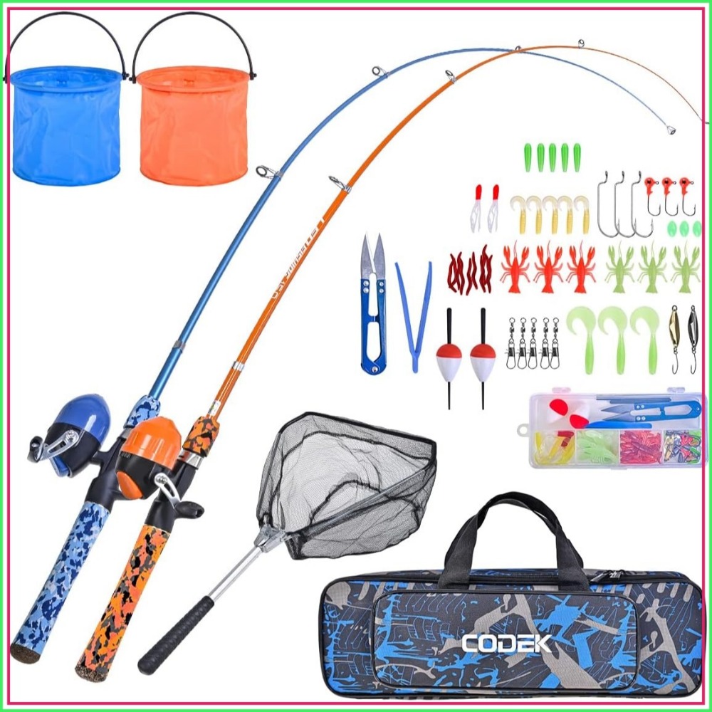 Spincast Reel - Kids Fishing Pole Set with Full