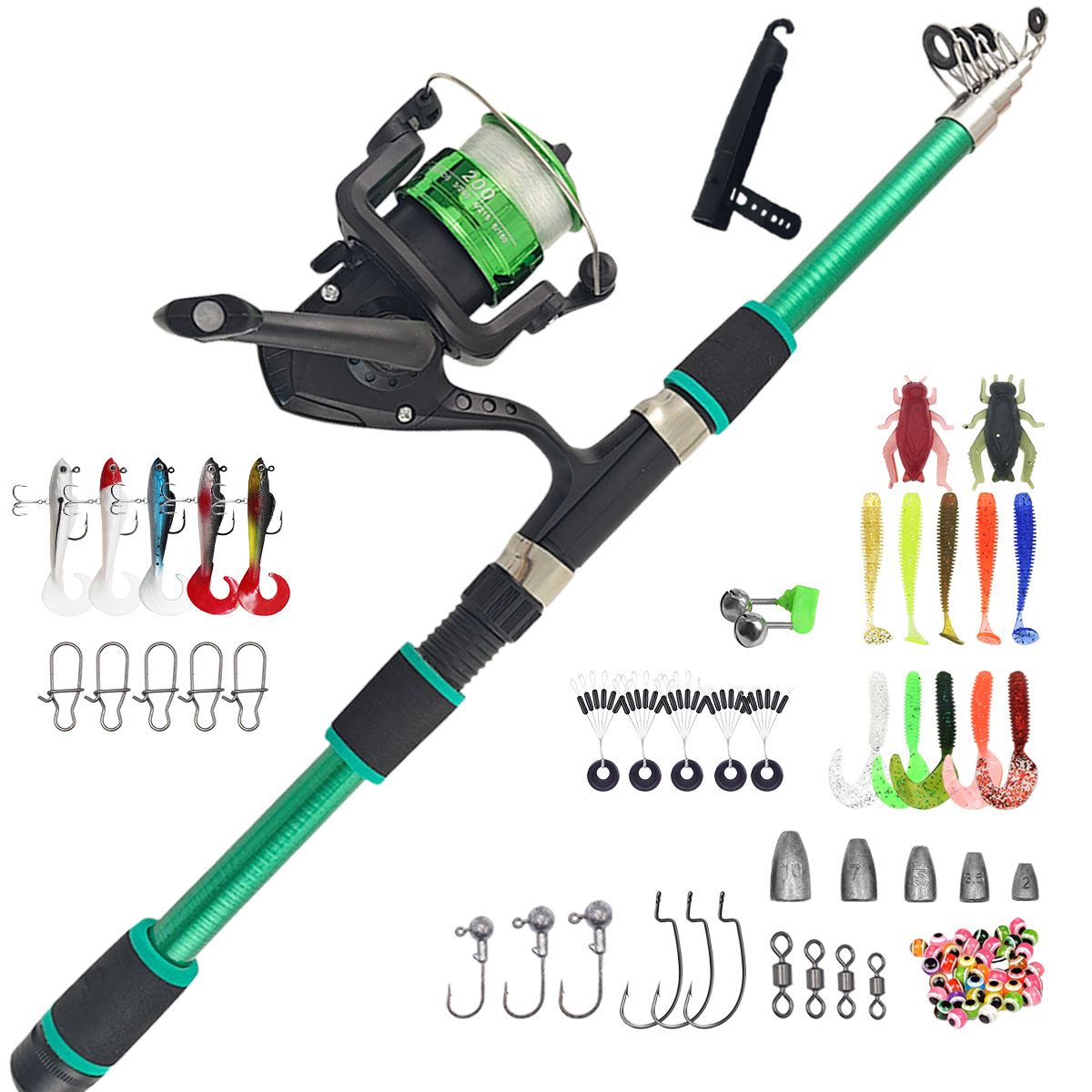 Portable Telescopic Fishing Ro - Spincast Reel บทวิจารณ์และราคา