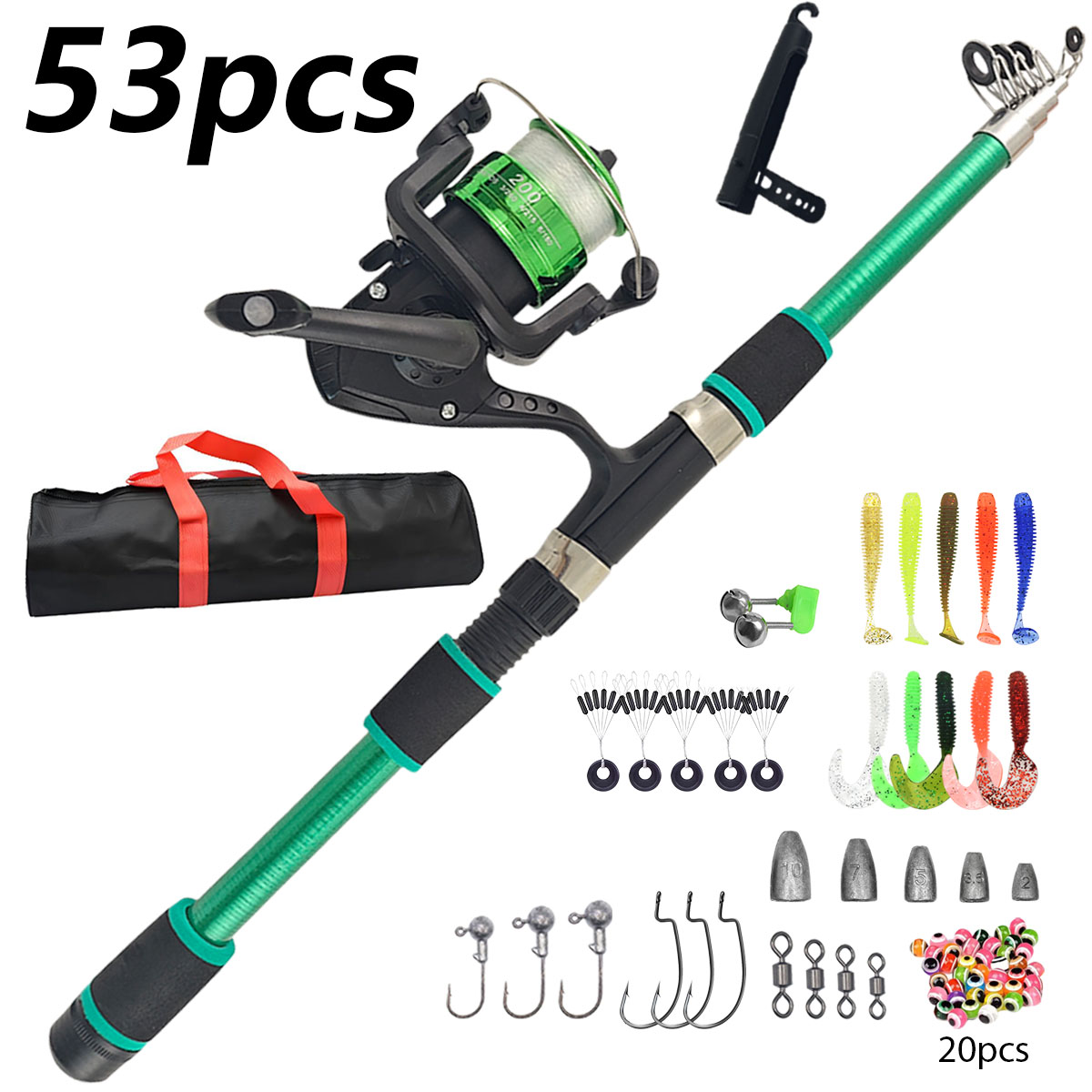 Portable Telescopic Fishing Ro - Spincast Reel บทวิจารณ์และราคา