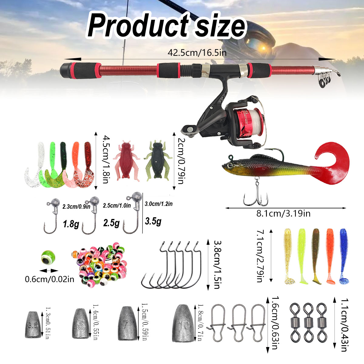Portable Telescopic Fishing Ro - Spincast Reel บทวิจารณ์และราคา