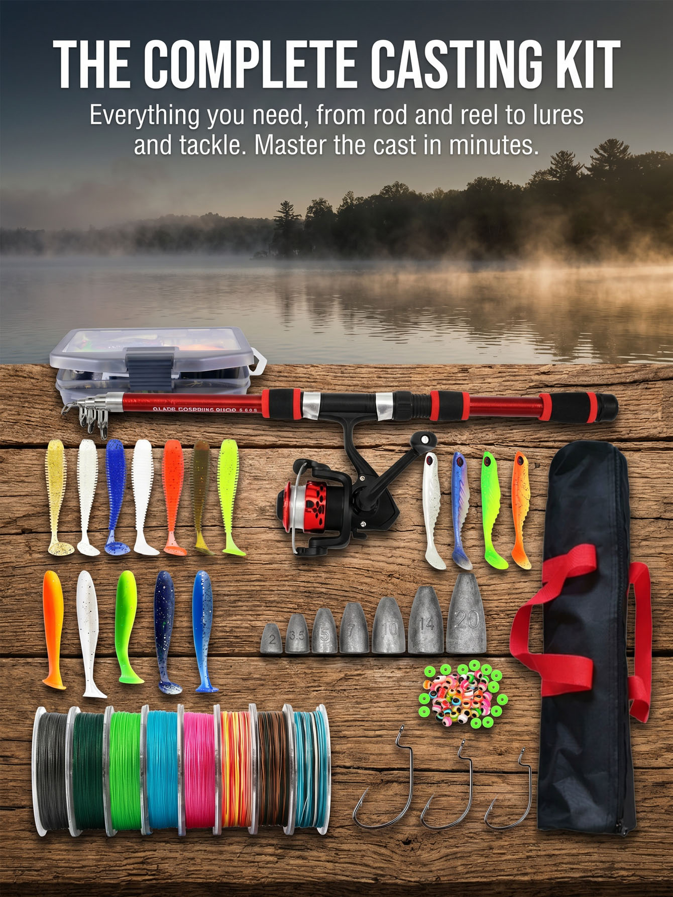 Fishing Rod Reel Combos Collap - Spincast Reel บทวิจารณ์และราคา