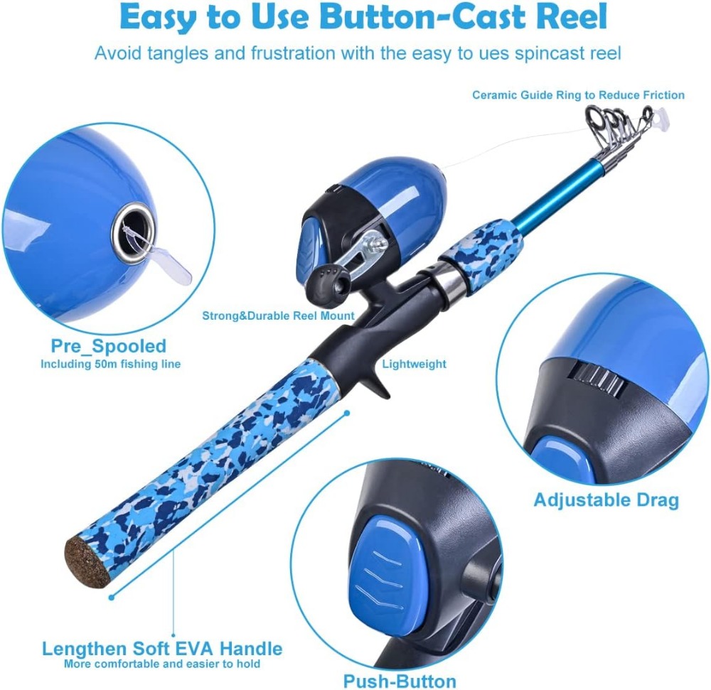 Kids Fishing Pole Set with Ful - Spincast Reel บทวิจารณ์และราคา