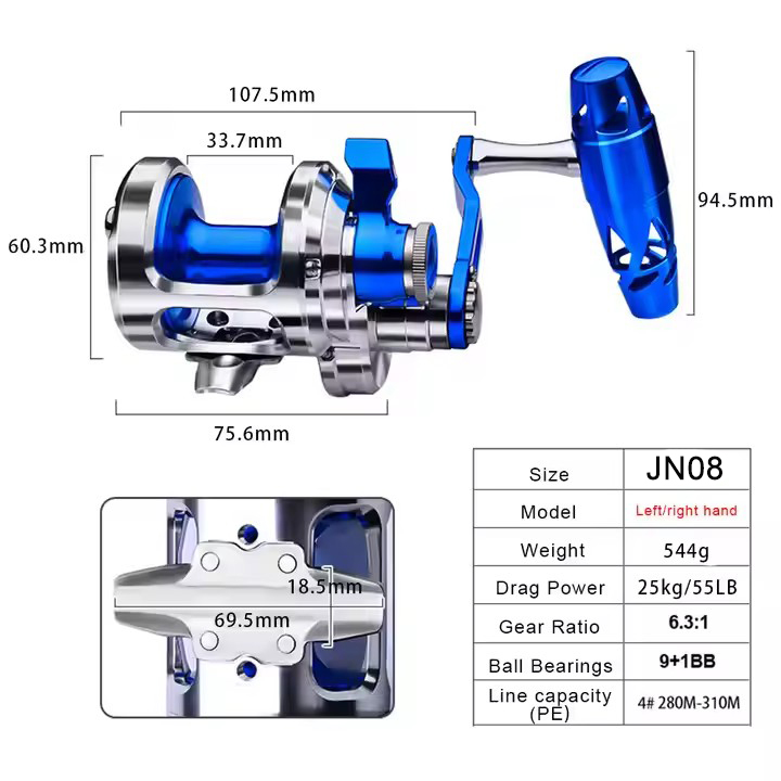 All Metal 9+1BB CNC Fishing Re - Trolling Reel บทวิจารณ์และราคา
