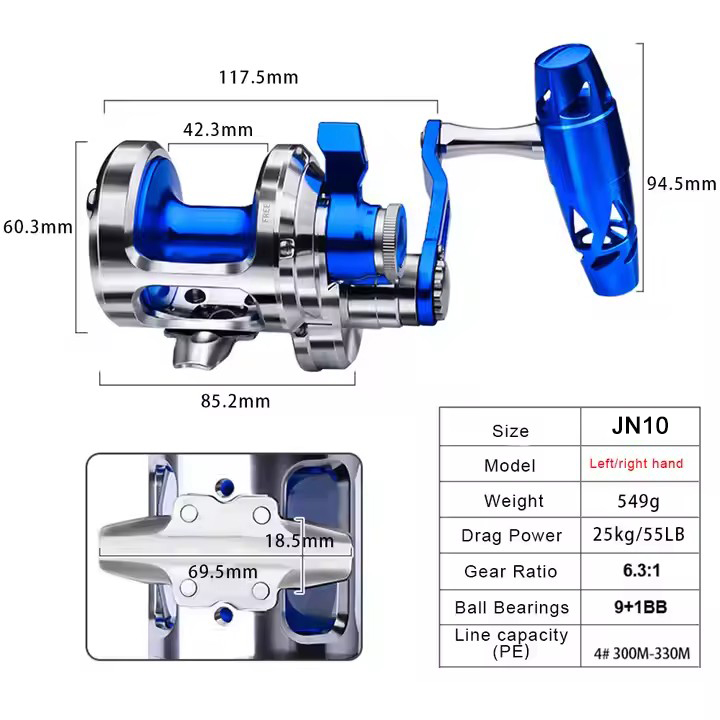 All Metal 9+1BB CNC Fishing Re - Trolling Reel บทวิจารณ์และราคา